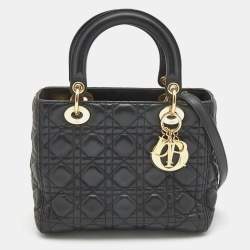 Dior Black Cannage Leather Medium Lady Dior Tote