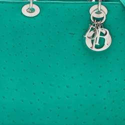 Pre Owned Dior Green Ostrich Large Lady Dior Tote