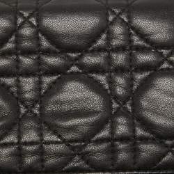 Pre Owned Dior Black Cannage Leather Lady Dior Card Case