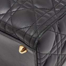 Dior Black Cannage Leather Large Lady Dior Tote