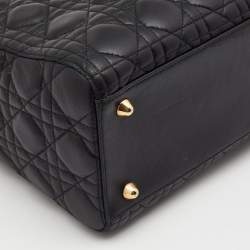 Dior Black Cannage Leather Large Lady Dior Tote