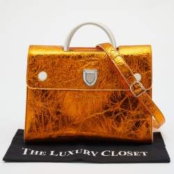 Pre Owned Dior Metallic Leather Large Diorever Tote