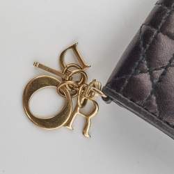 Dior Black Cannage Leather Lady Dior Compact Wallet