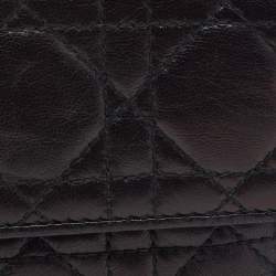 Dior Black Cannage Leather Lady Dior Compact Wallet