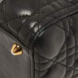 Pre Owned Dior Black Cannage Leather Large Lady Dior Tote