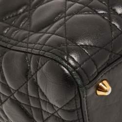 Pre Owned Dior Black Cannage Leather Large Lady Dior Tote