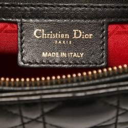Pre Owned Dior Black Cannage Leather Large Lady Dior Tote