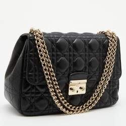 Pre Owned Dior Black Cannage Leather Miss Dior Flap Chain Bag