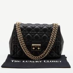 Pre Owned Dior Black Cannage Leather Miss Dior Flap Chain Bag