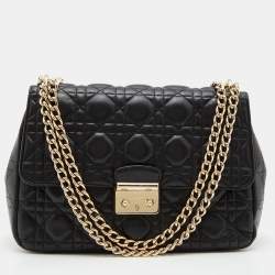 Pre Owned Dior Black Cannage Leather Miss Dior Flap Chain Bag
