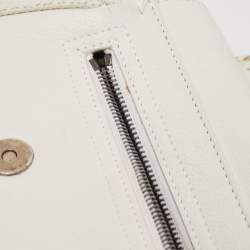 Pre Owned Dior White Leather Limited Edition 0168 Gaucho Alpine Saddle Bag