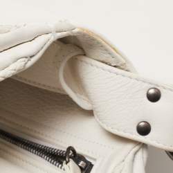Pre Owned Dior White Leather Limited Edition 0168 Gaucho Alpine Saddle Bag