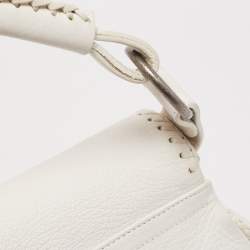 Pre Owned Dior White Leather Limited Edition 0168 Gaucho Alpine Saddle Bag
