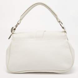 Pre Owned Dior White Leather Limited Edition 0168 Gaucho Alpine Saddle Bag