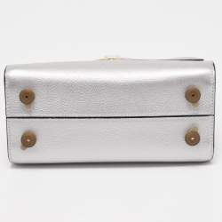 Pre Owned Dior Matte Silver Leather Mini Diorever Top Handle Bag