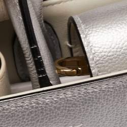 Pre Owned Dior Matte Silver Leather Mini Diorever Top Handle Bag