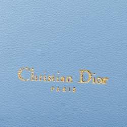 Pre Owned Dior Light Blue Cannage Leather Caro Belt Pouch with Chain