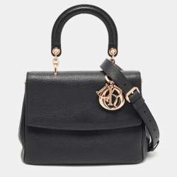 Pre Owned Dior Black Leather Small Be Dior Flap Top Handle Bag