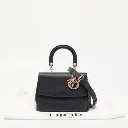 Pre Owned Dior Black Leather Small Be Dior Flap Top Handle Bag