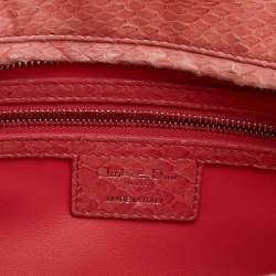 Pre Owned Dior Peach Python Large Lady Dior Tote