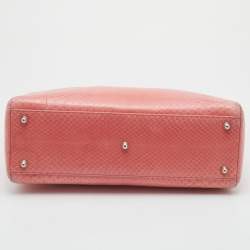 Pre Owned Dior Peach Python Large Lady Dior Tote