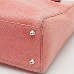 Pre Owned Dior Peach Python Large Lady Dior Tote