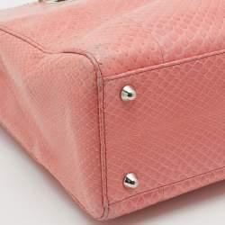 Pre Owned Dior Peach Python Large Lady Dior Tote