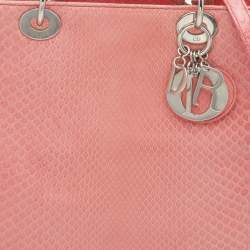 Pre Owned Dior Peach Python Large Lady Dior Tote