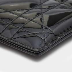 Pre Owned Dior Black Cannage Patent Leather Lady Dior Card Holder