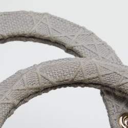 Pre Owned Dior Grey Cannage Embroidered Canvas Medium Lady D-Lite Tote