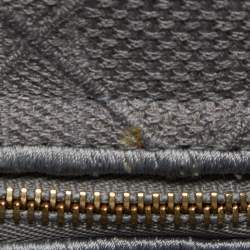 Pre Owned Dior Grey Cannage Embroidered Canvas Medium Lady D-Lite Tote