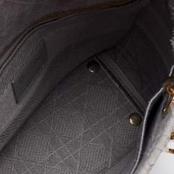 Pre Owned Dior Grey Cannage Embroidered Canvas Medium Lady D-Lite Tote