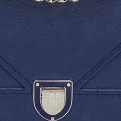 Pre Owned Dior Blue Leather Medium Diorama Flap Shoulder Bag
