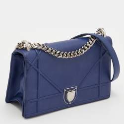 Pre Owned Dior Blue Leather Medium Diorama Flap Shoulder Bag