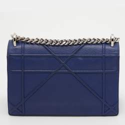Pre Owned Dior Blue Leather Medium Diorama Flap Shoulder Bag