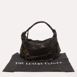 Pre Owned Dior Black Leather Small Gypsy Ruffle Hobo