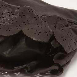 Pre Owned Dior Black Leather Small Gypsy Ruffle Hobo