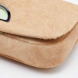 Pre Owned Dior Beige/Green Calfhair and Patent Leather Malice Shoulder Bag