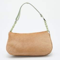 Pre Owned Dior Beige/Green Calfhair and Patent Leather Malice Shoulder Bag