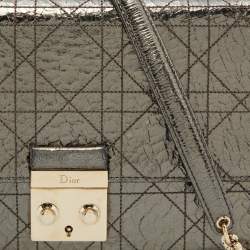 Pre Owned Dior Metallic Cannage Crinkled Leather Miss Dior Promenade Chain Bag