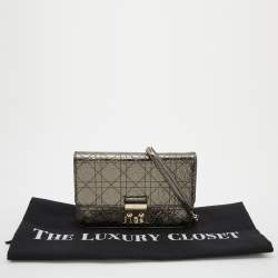 Pre Owned Dior Metallic Cannage Crinkled Leather Miss Dior Promenade Chain Bag