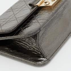 Pre Owned Dior Metallic Cannage Crinkled Leather Miss Dior Promenade Chain Bag