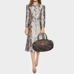 Pre Owned Dior Dark Brown Leather Medium Plisse Frame Bag