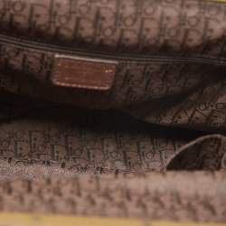 Pre Owned Dior Dark Brown Leather Medium Plisse Frame Bag