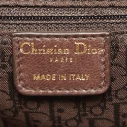 Pre Owned Dior Dark Brown Leather Medium Plisse Frame Bag