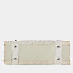 Pre Owned Christian Dior White Cannage Canvas East West Lady Dior Tote Bag