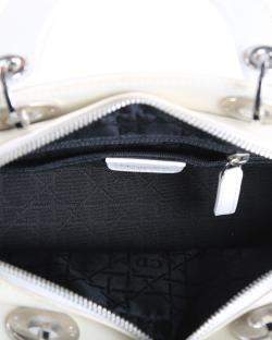 Pre Owned Christian Dior White Cannage Canvas East West Lady Dior Tote Bag