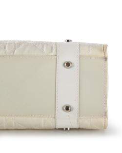 Pre Owned Christian Dior White Cannage Canvas East West Lady Dior Tote Bag