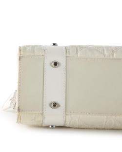 Pre Owned Christian Dior White Cannage Canvas East West Lady Dior Tote Bag