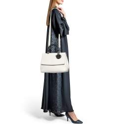 Dior White/Black Leather Large Be Dior Flap Top Handle Bag